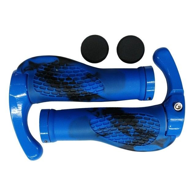 Stevvex bike handlebar grips blue ergonomic with end plugs aluminum alloy rings non-slip on Tampa Home & Garden Store