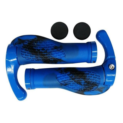 Stevvex bike handlebar grips blue ergonomic with end plugs aluminum alloy rings non-slip on Tampa Home & Garden Store