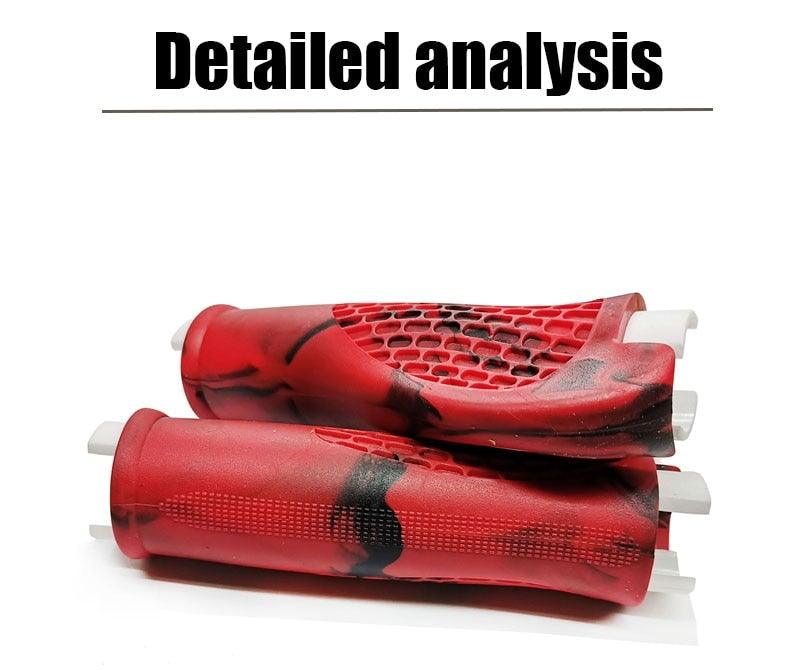 Stevvex bicycle handlebar grips red ergonomic non-slip with white end plugs, two grips on Tampa Home & Garden Store