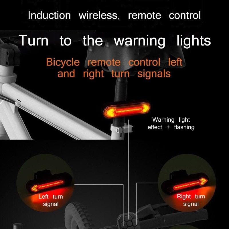 Bike taillight Stevvex USB remote wireless turn signals, red LED rear light for bicycle safety on Tampa Home & Garden Store