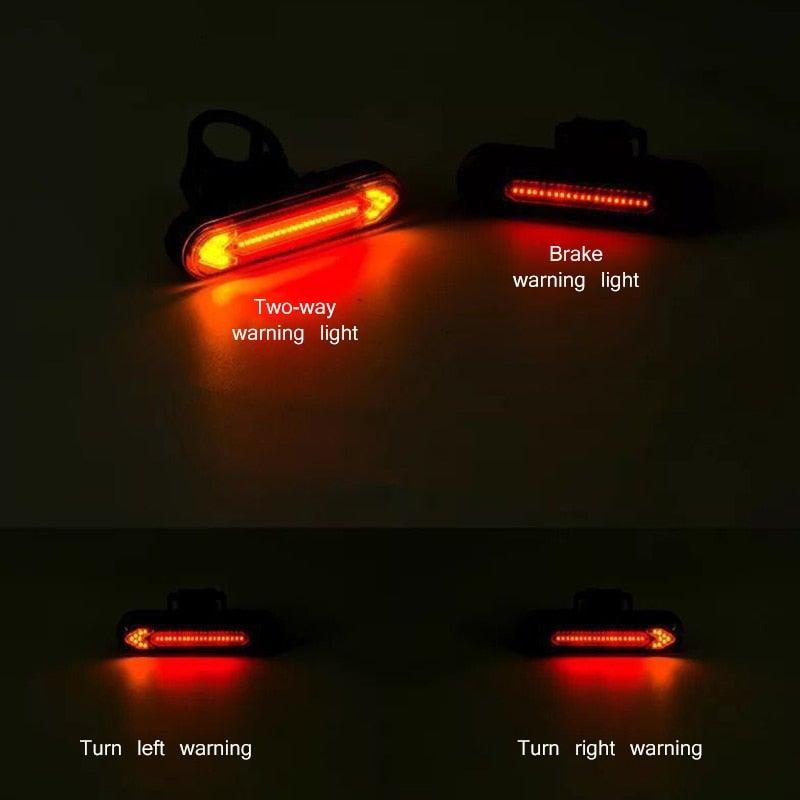 Stevvex USB remote wireless bike taillights two rear lamps with turn signals and brake strip red on Tampa Home & Garden Store