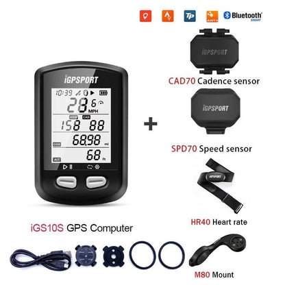 Stevvex iGS10S GPS bike computer with CAD70 cadence sensor and SPD70 speed sensor HR40 strap on Tampa Home & Garden Store