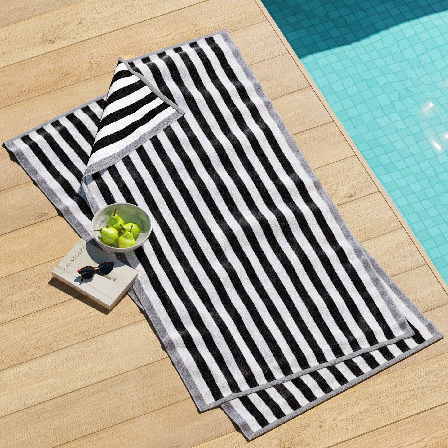 Cabana Cotton Beach Towel and Striped Border