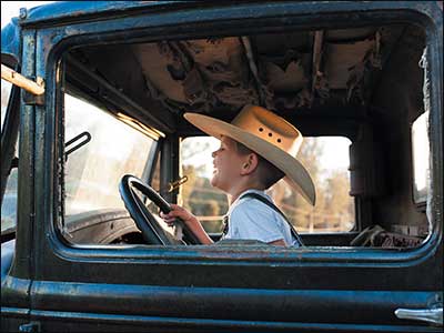 Birthday card It's Not the Miles That Count by The Country Christmas Loft; cowboy hat in blue truck on Tampa Home & Garden Store