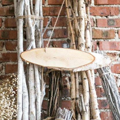 Birch Wood Solid Wood Sign Board, oval, natural finish with rope hanger, rustic decor on Tampa Home & Garden Store