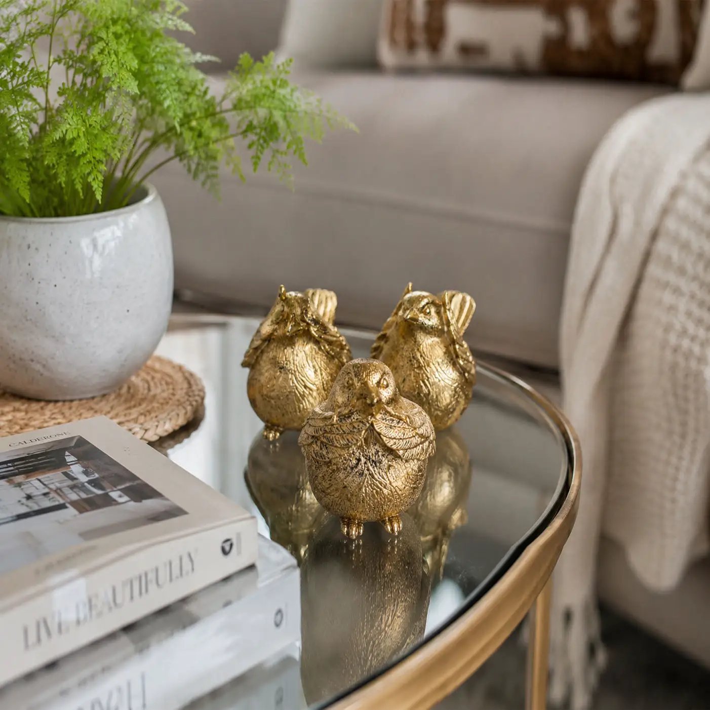 Wise Birds Gold Trio See No Evil Advice Figurines
