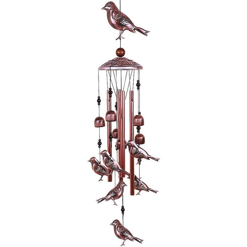 Stevvex copper bird wind chimes with aluminum tubes for wall hanging outdoor decor on Tampa Home & Garden Store