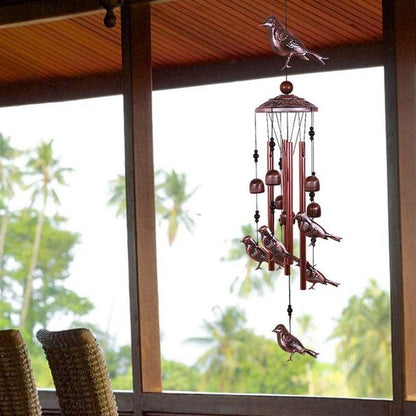 Bird wind chimes by Stevvex copper antique with aluminum tubes for wall decor on Tampa Home & Garden Store
