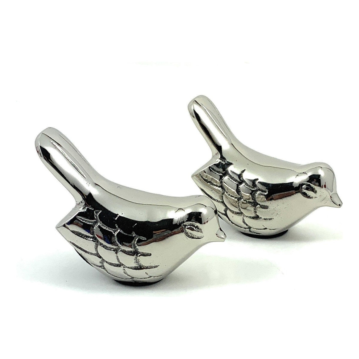 Vibhsa silver bird figurines set of 2, metal decorative birds with feather detail on Tampa Home & Garden Store