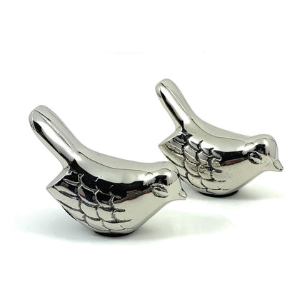 Vibhsa silver bird figurines set of 2, metal decorative birds with feather detail on Tampa Home & Garden Store