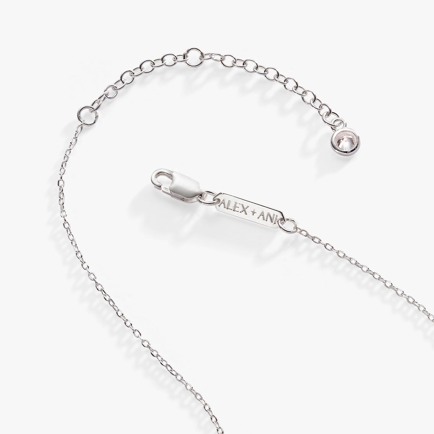 May Birthstone Pendant Necklace by ALEX AND ANI, silver chain with pale pink stone bezel on Tampa Home & Garden Store