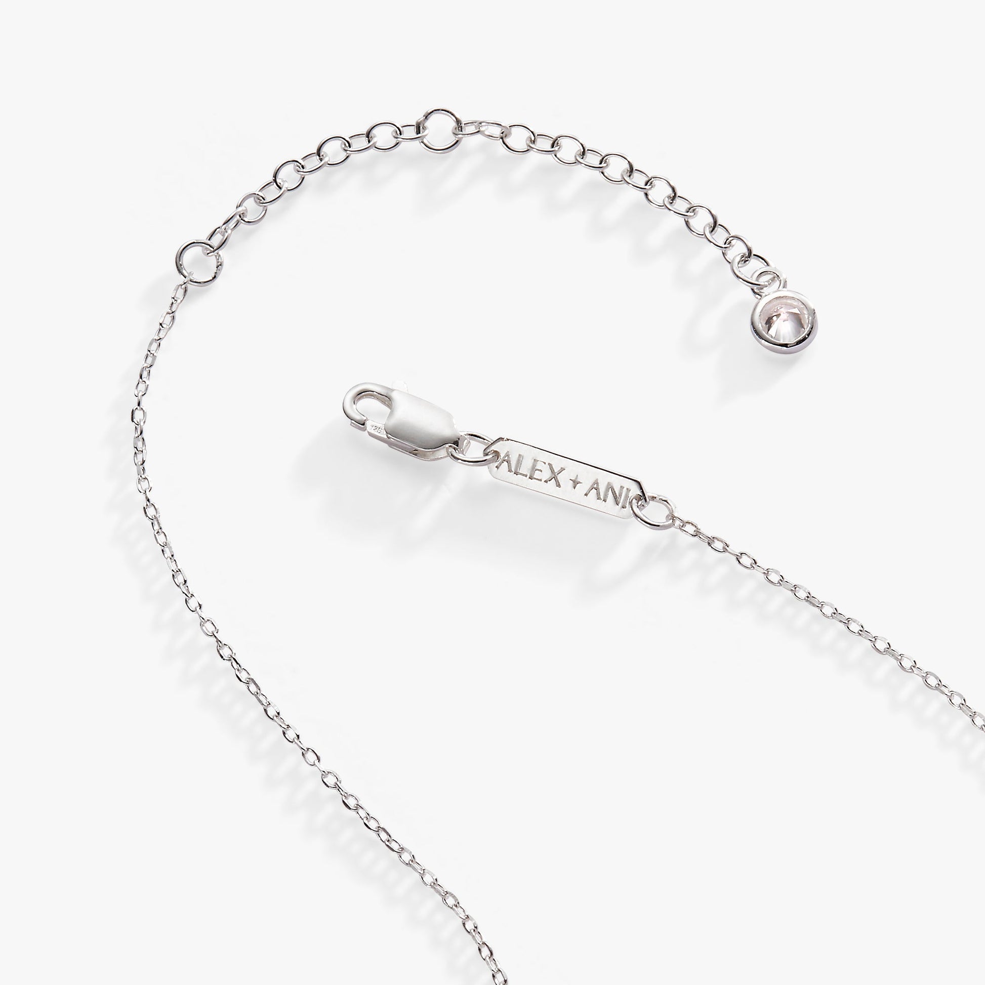 May Birthstone Pendant Necklace by ALEX AND ANI, silver chain with pale pink stone bezel on Tampa Home & Garden Store