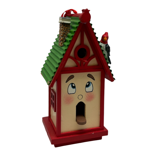Whimsical Wooden Birdhouse Ornament - Red - Tampa Home & Garden Store
