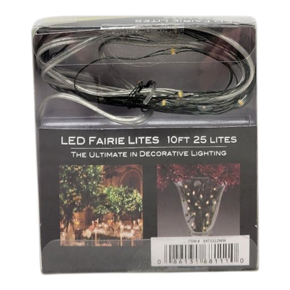 Juego de luces LED de hadas de 10 pies con cable verde, 25 luces, color blanco cálido, que funcionan con pilas