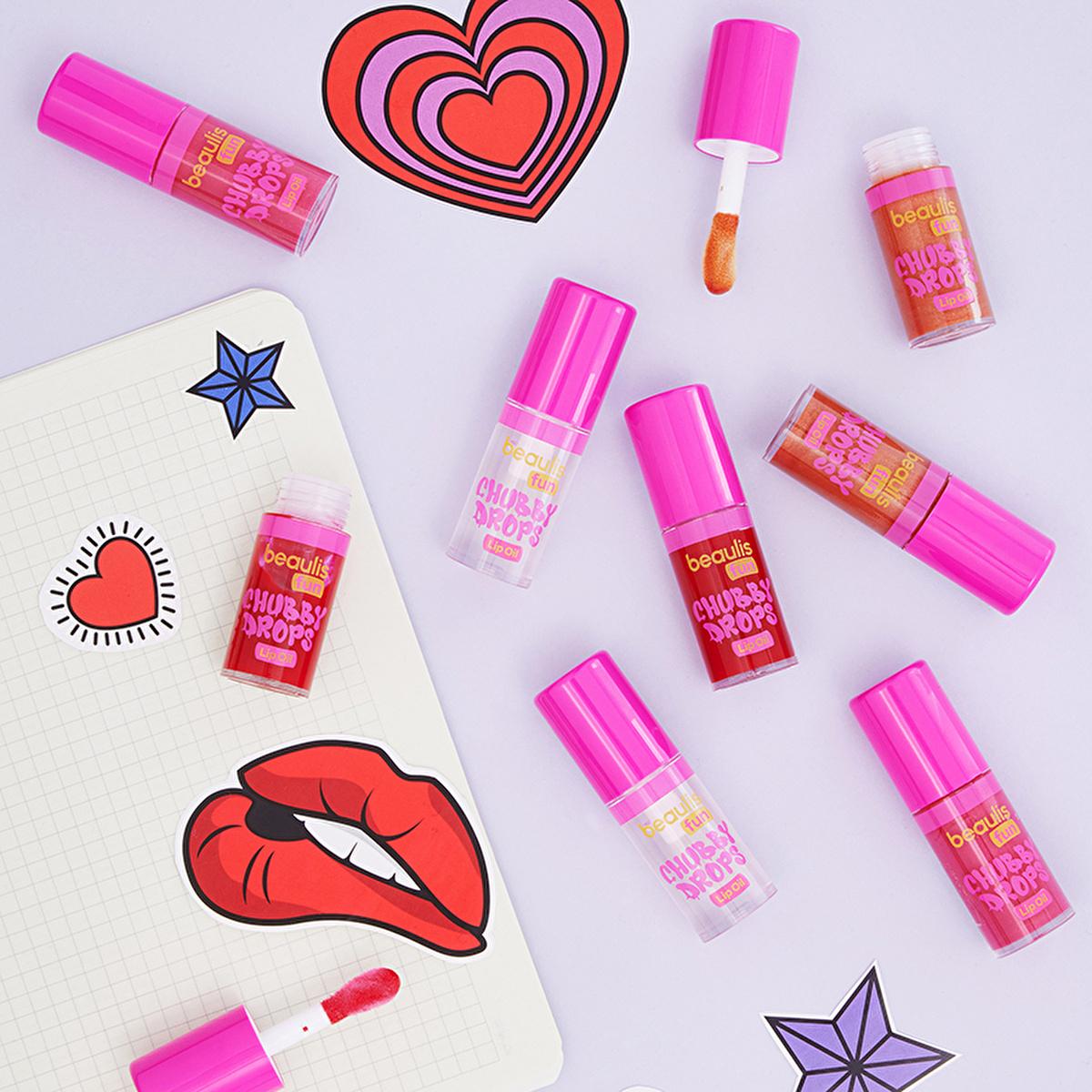 Beaulis Fun Chubby Drops Lip Gloss by Beauty Care Bag, 9 pink-cap tubes in 4 color options on Tampa Home & Garden Store