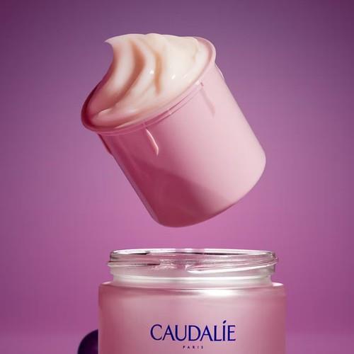 Caudalie Resveratrol Lift Night Cream refill 50ml jar with pink cream swirl on Tampa Home & Garden Store