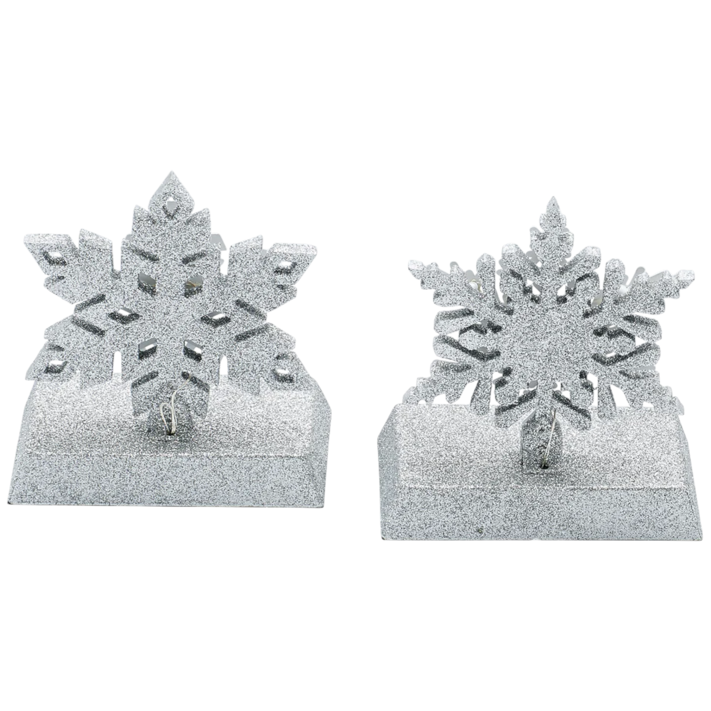Lighted Snowflake Stocking Hanger set in silver, 2-piece by The Country Christmas Loft on Tampa Home & Garden Store