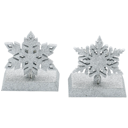 Lighted Snowflake Stocking Hanger set in silver, 2-piece by The Country Christmas Loft on Tampa Home & Garden Store