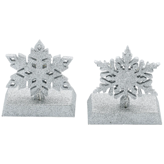 Lighted Snowflake Stocking Hanger set in silver, 2-piece by The Country Christmas Loft on Tampa Home & Garden Store