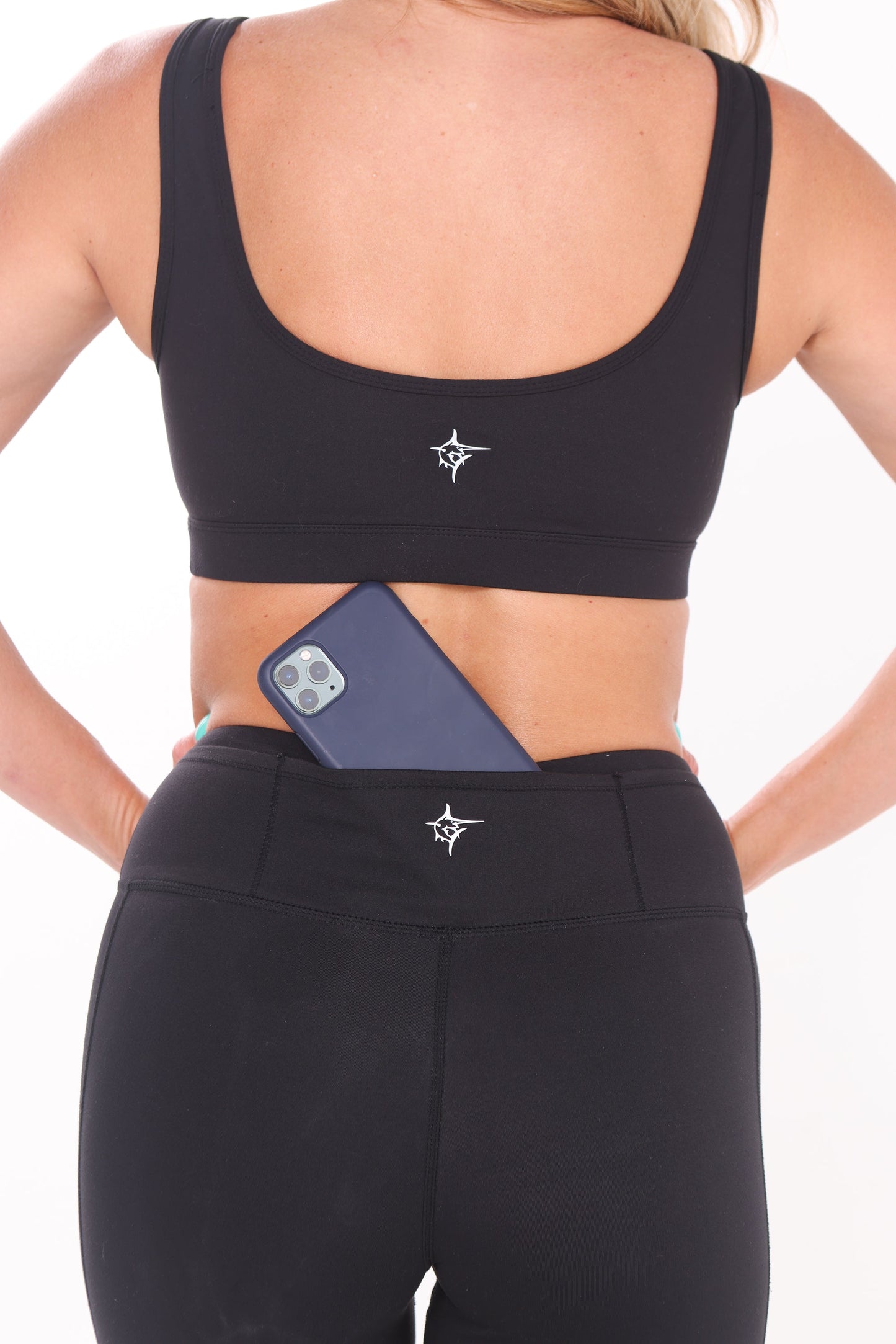 HydroFlex Cut Out Leggings by White Water Life, black with small back logo on Tampa Home & Garden Store