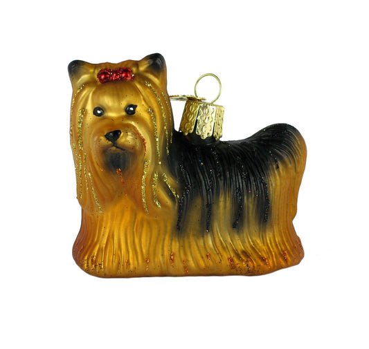 Old World Christmas Yorkie Glass Blown Ornament - Tampa Home & Garden Store