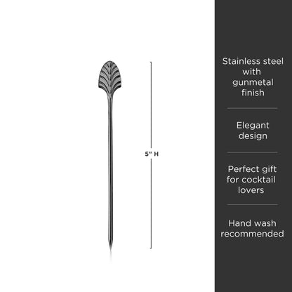 Art Deco Cocktail Picks of Gunmetal and Set of 4