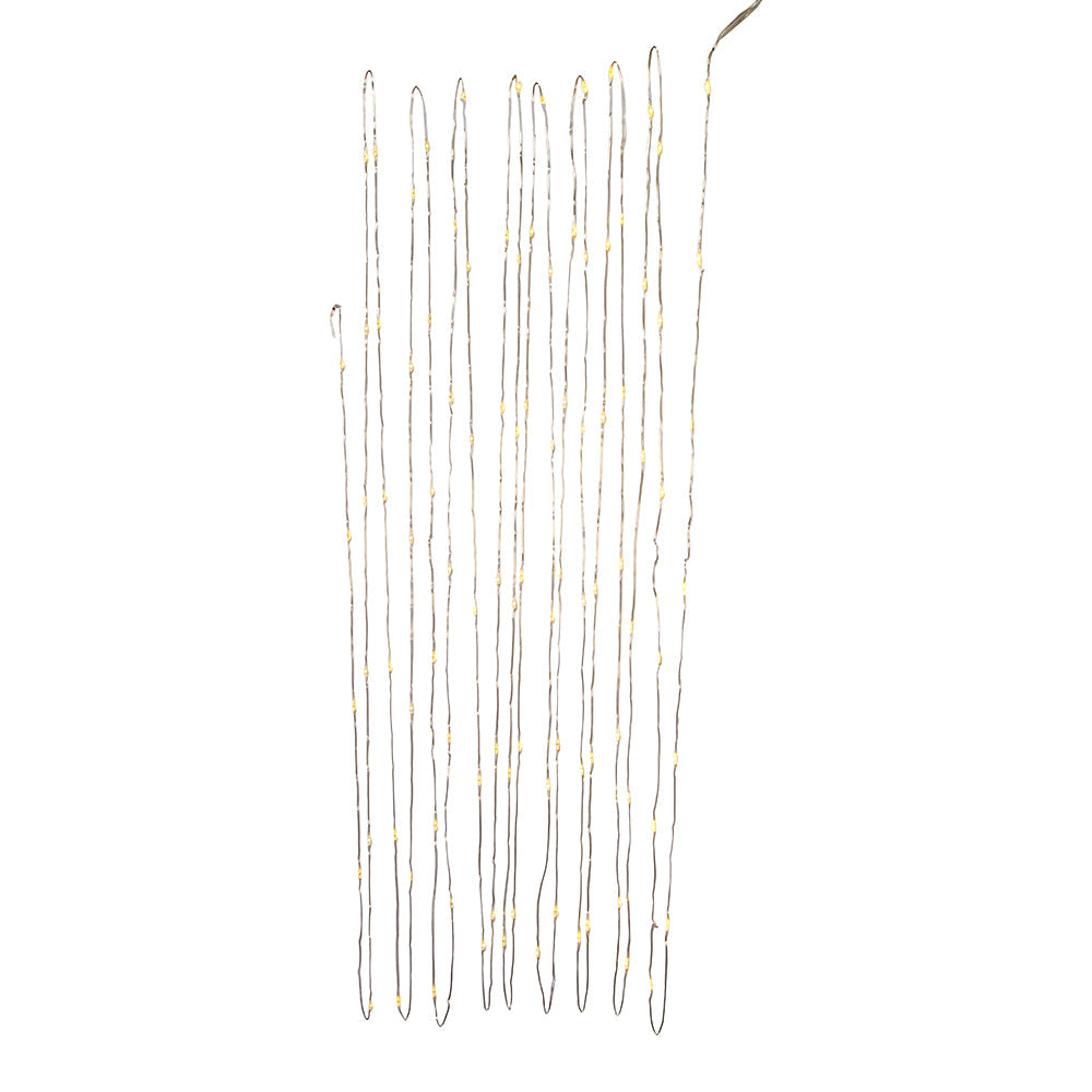 Guirlande lumineuse féérique à 100 ampoules, blanc chaud, à piles, fil argenté