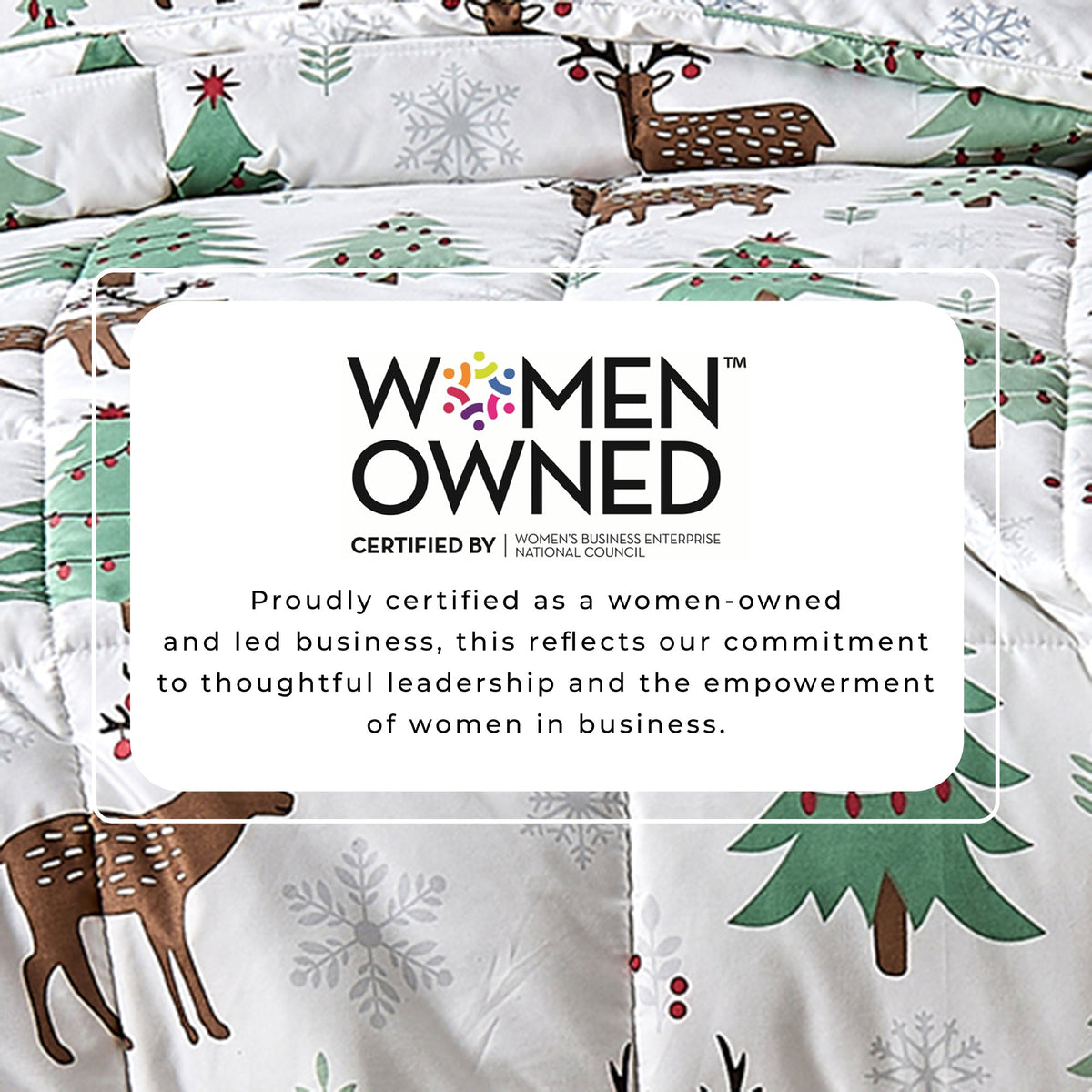 Reversible Christmas Comforter and Sham Set with reindeer and trees on white by Great Bay Home on Tampa Home & Garden Store
