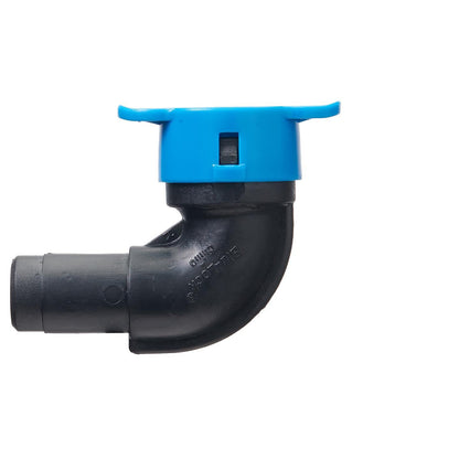 Orbit Irrigation 1/2in Blu-Lock street elbow, black PVC with blue cap on Tampa Home & Garden Store