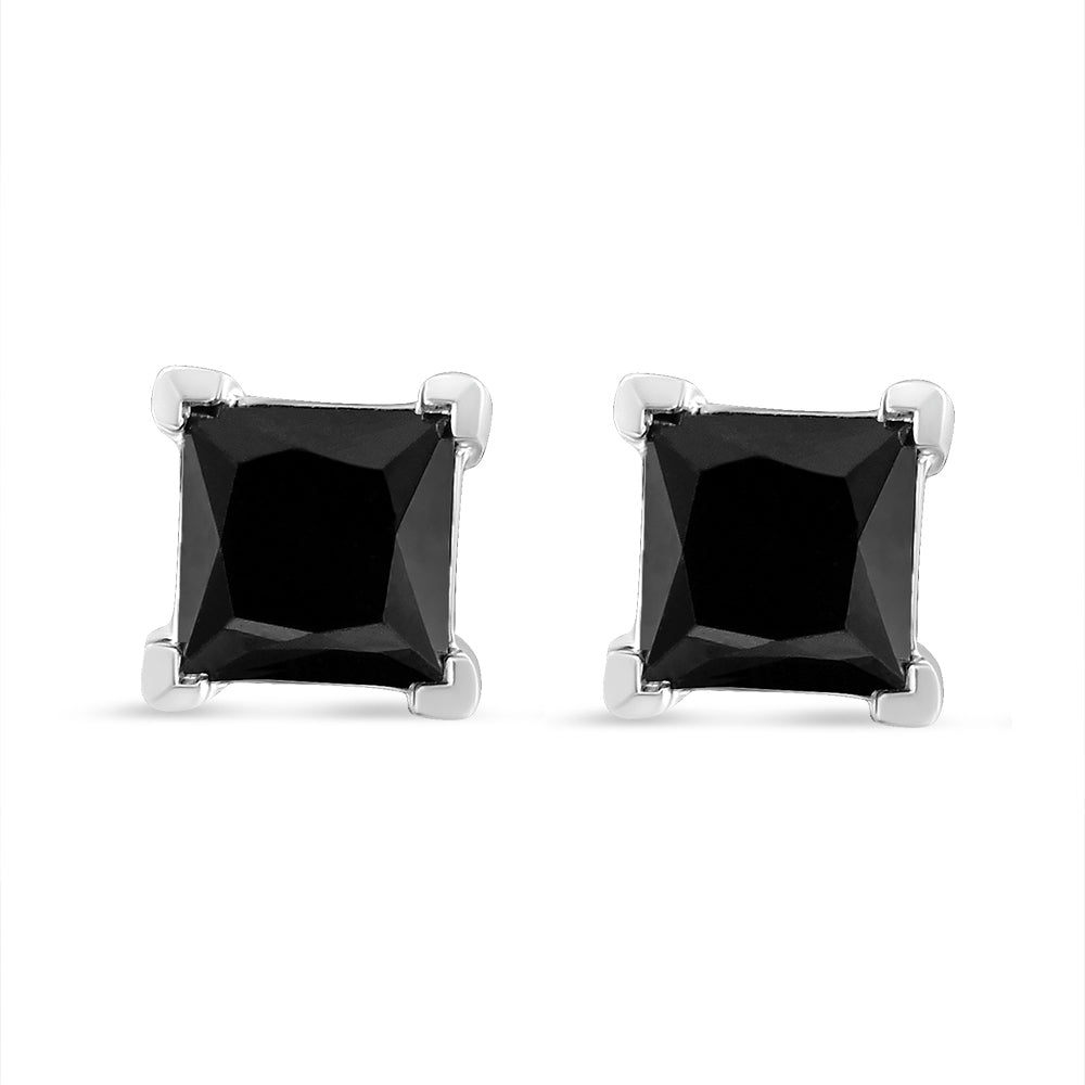 Pair of 14K white gold black diamond stud earrings, 1/2 cttw, 4-prong with push backs on Tampa Home & Garden Store