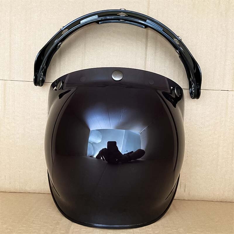 Retro Bubble Shield Visor for motorcycle goggles black tinted 3-buckle design BikerZoneZ on Tampa Home & Garden Store