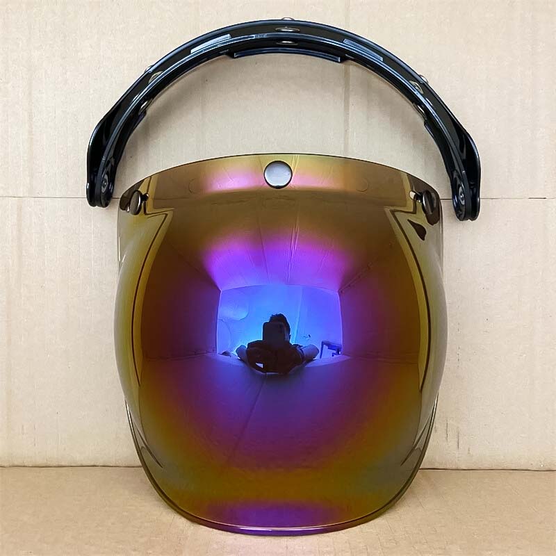 Retro Bubble Shield Visor iridescent tint, three-buckle design goggles BikerZoneZ on Tampa Home & Garden Store