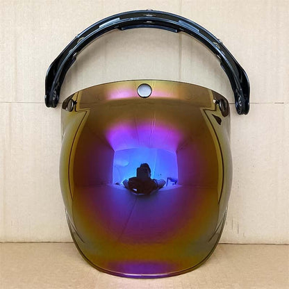 Retro Bubble Shield Visor iridescent tint, three-buckle design goggles BikerZoneZ on Tampa Home & Garden Store