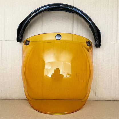 Retro Bubble Shield Visor for motorcycle goggles, amber tint, 3-buckle design by BikerZoneZ on Tampa Home & Garden Store