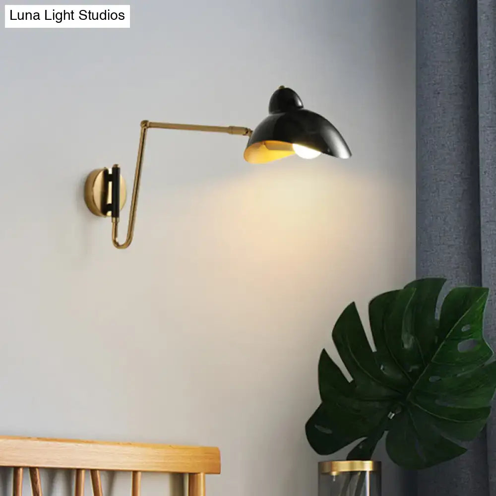 Brass adjustable wall sconce with black shade and wall mount by Decorbites on Tampa Home & Garden Store