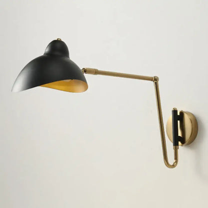 Brass adjustable wall sconce with black shade and brass arm by Decorbites on Tampa Home & Garden Store