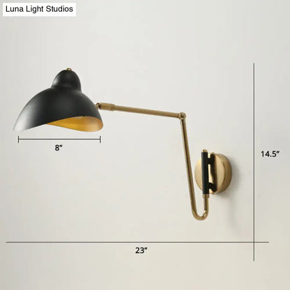 Brass adjustable wall sconce with black exterior shade and extendable arm by Decorbites on Tampa Home & Garden Store