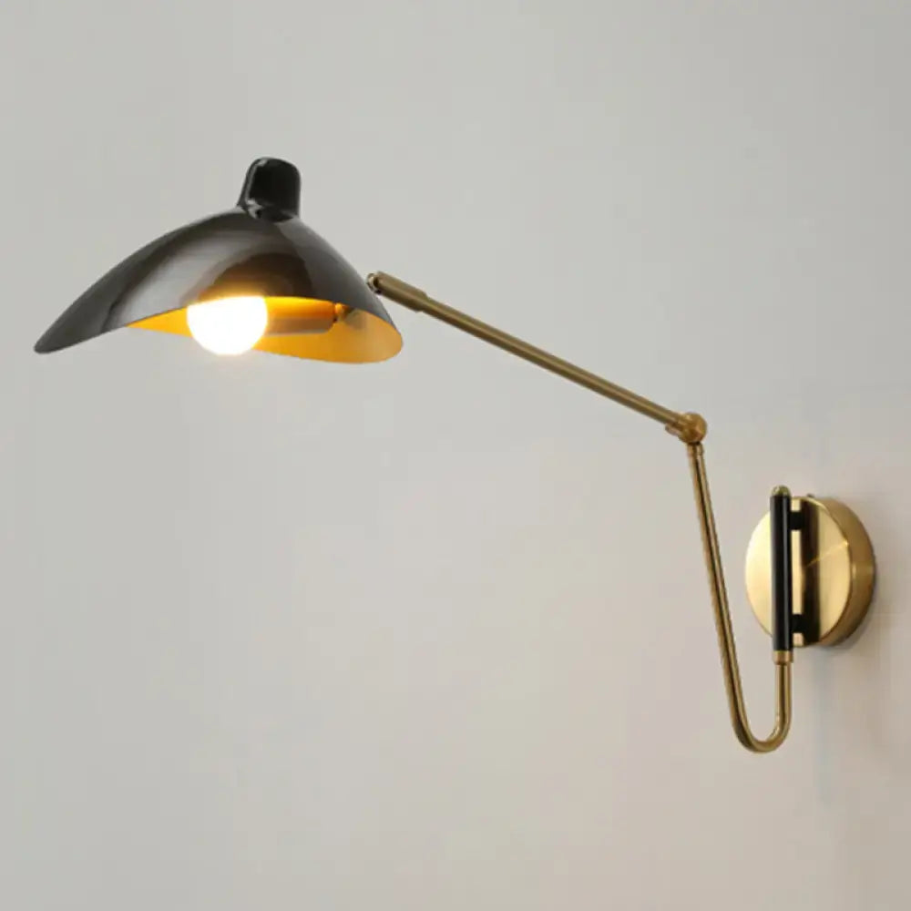 Brass adjustable wall sconce with brass arm and black shade Decorbites on Tampa Home & Garden Store