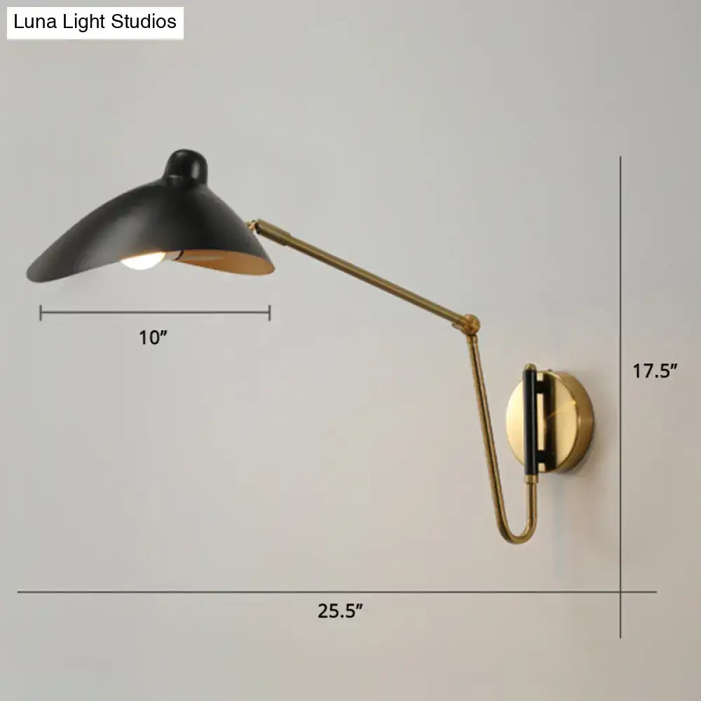 Brass adjustable wall sconce with black shade and gold interior, wall-mounted Decorbites on Tampa Home & Garden Store