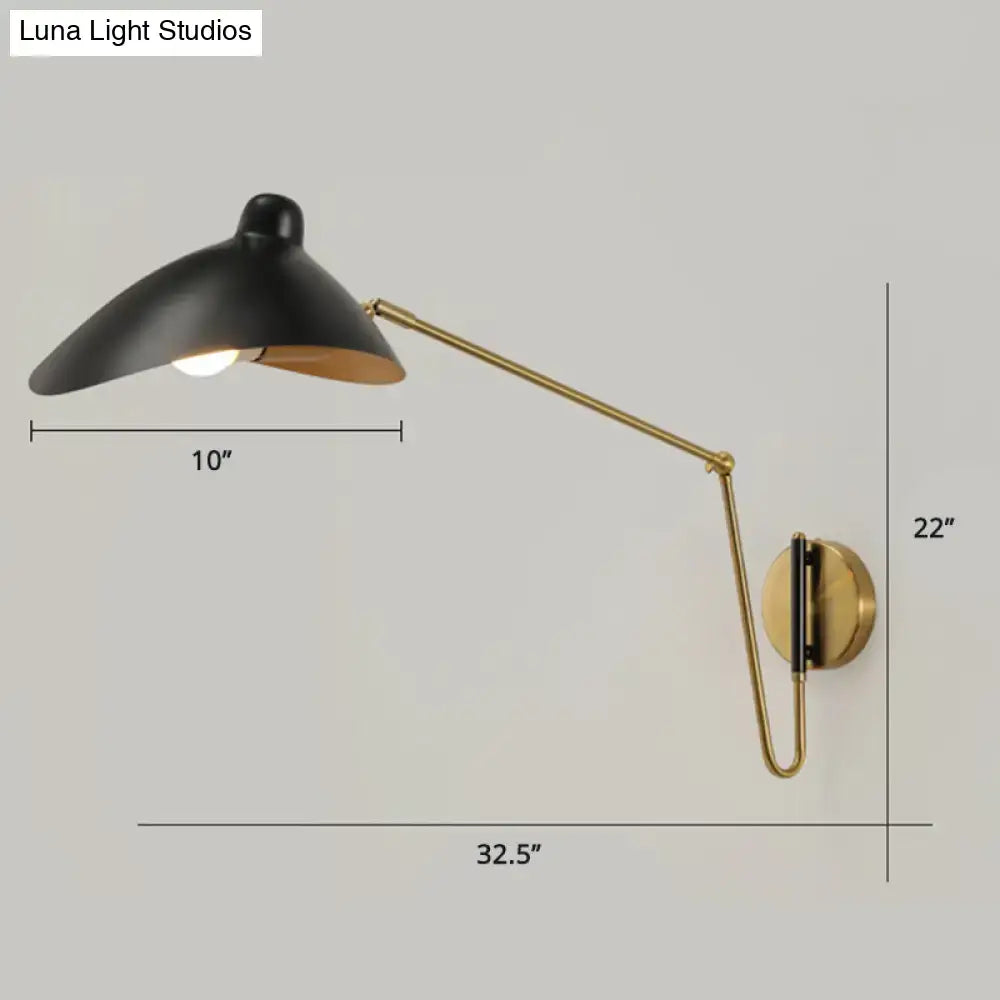 Decorbites Brass Adjustable Wall Sconce with black shade, gold-tone arm, wall mount on Tampa Home & Garden Store