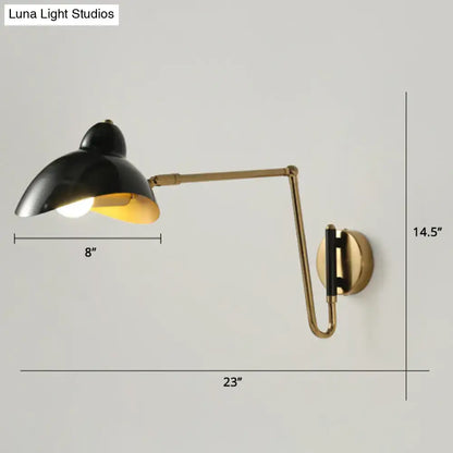 Decorbites brass adjustable wall sconce with black shade and wall-mounted arm on Tampa Home & Garden Store