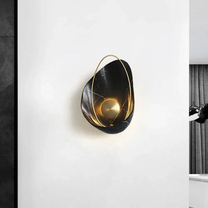 Black Marble Wall Light by Decorbites, black marble with gold accents, wall sconce on Tampa Home & Garden Store