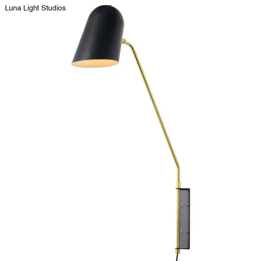 Black metal reading sconce with brass swing arm wall mount Decorbites on Tampa Home & Garden Store