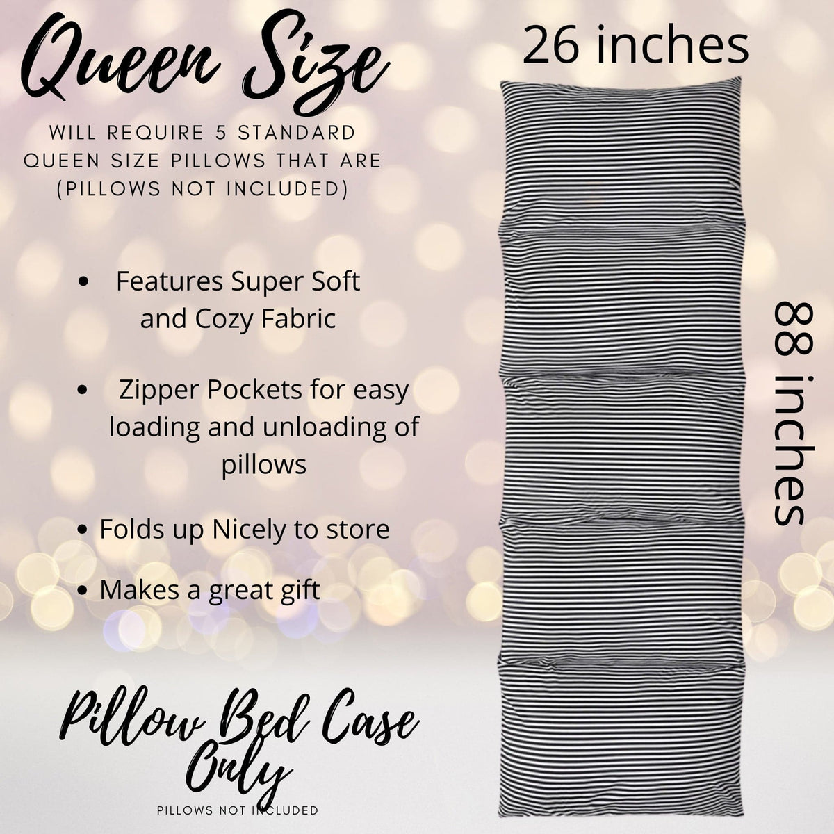 Black and white striped pillow bed slipcover for kids floor lounger; pillow not included on Tampa Home & Garden Store