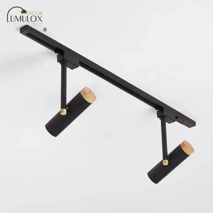 Decorbites black and wood 3-light metal track ceiling lamp for kitchen on Tampa Home & Garden Store