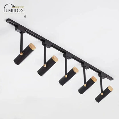 Black and wood 3-light track ceiling lamp with cylindrical spotlights Decorbites on Tampa Home & Garden Store