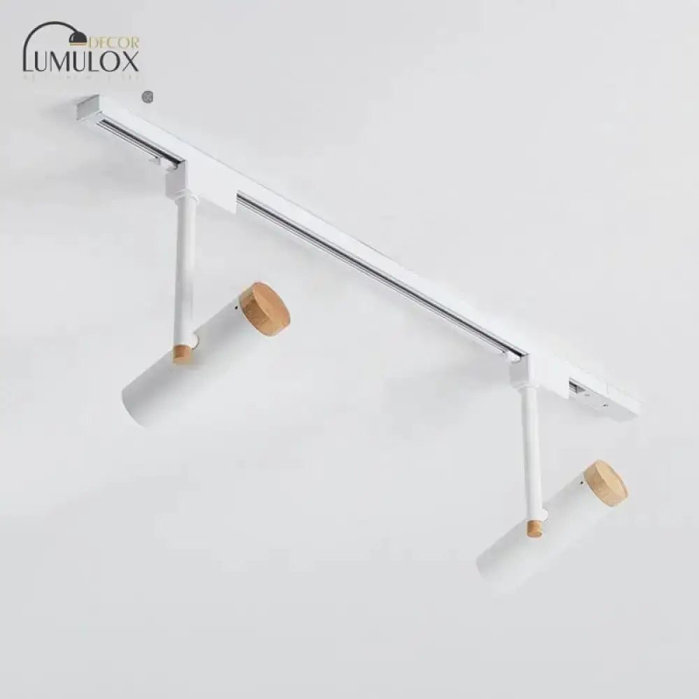 Ceiling lamp 3-light track lighting, white metal fixture with wood end caps, Decorbites on Tampa Home & Garden Store