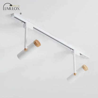 Ceiling lamp 3-light track lighting, white metal fixture with wood end caps, Decorbites on Tampa Home & Garden Store