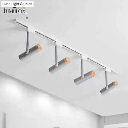 Five-light gray metal track lighting fixture with wood accents for kitchen by Decorbites on Tampa Home & Garden Store