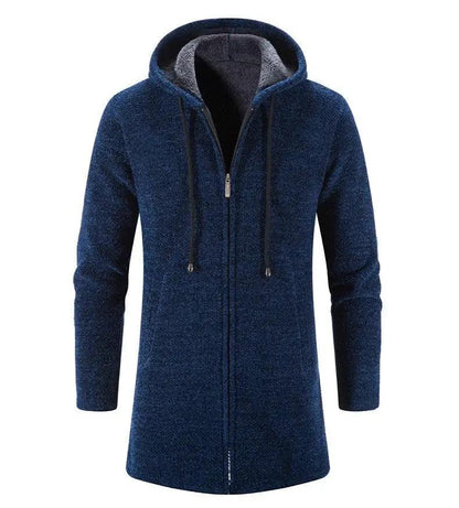 Black Cashmere Hooded Coat for Men Winter